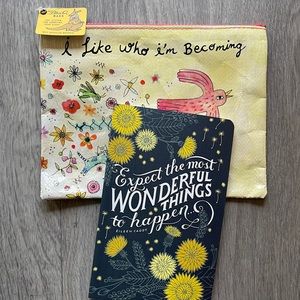 Yellow Flower Lined Journal and Blue Q Pouch